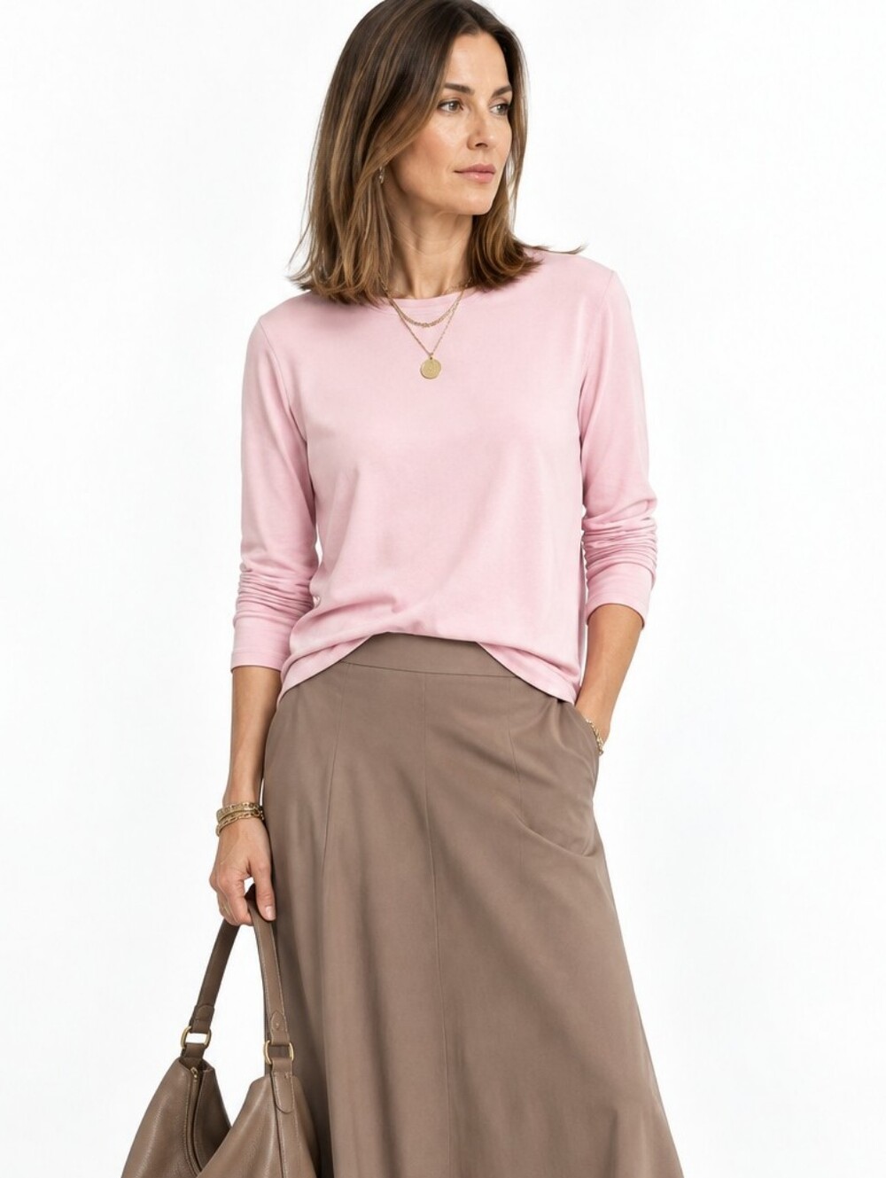 Talbots Pink Crewneck top long sleeves NWT